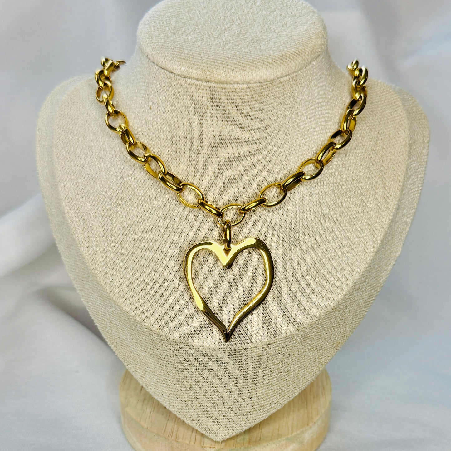 Gold Solid Heart Necklace