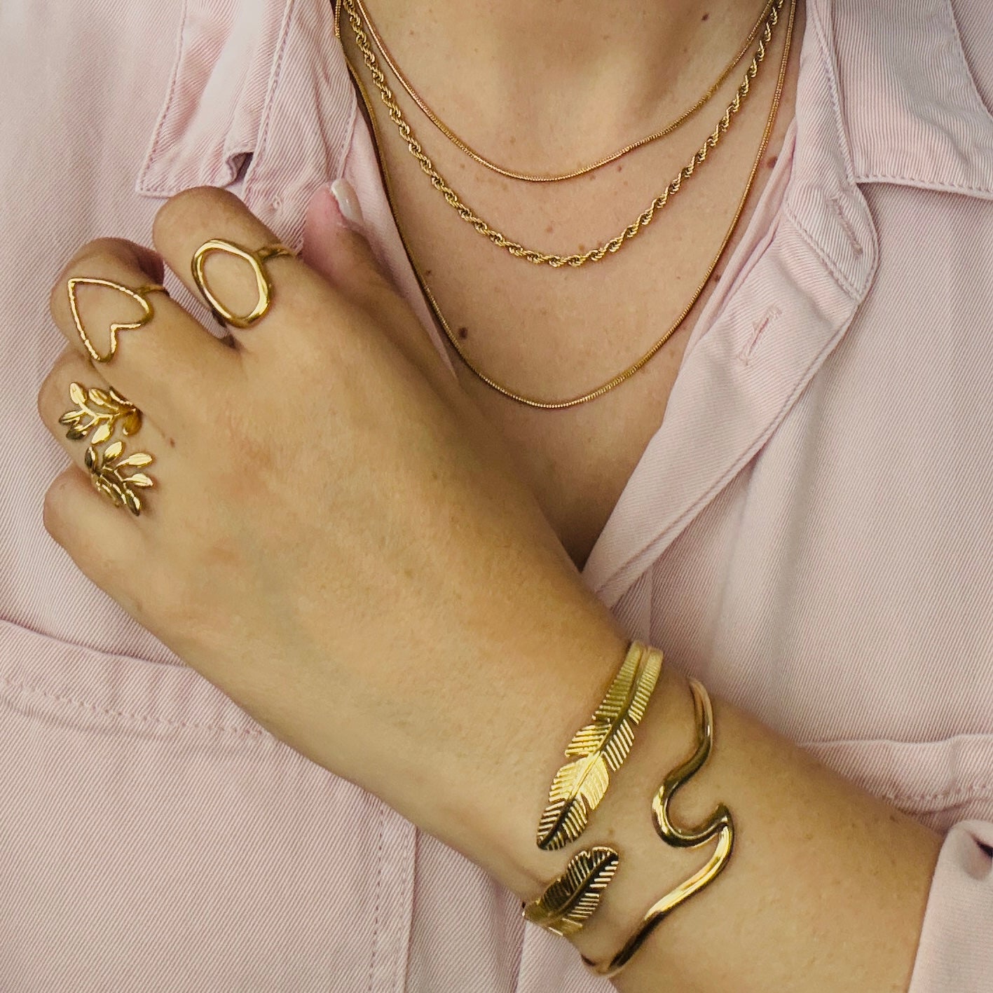Leaf Gold Plated Steel Bracelet