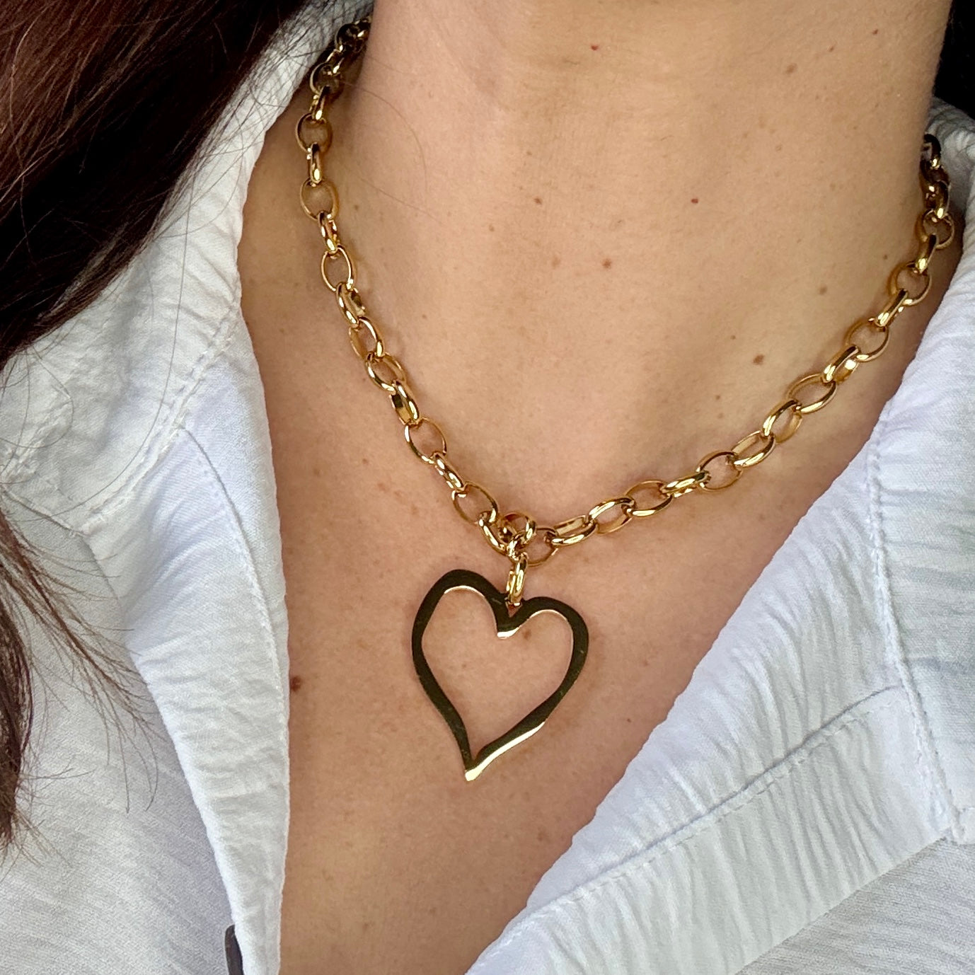 Gold Solid Heart Necklace