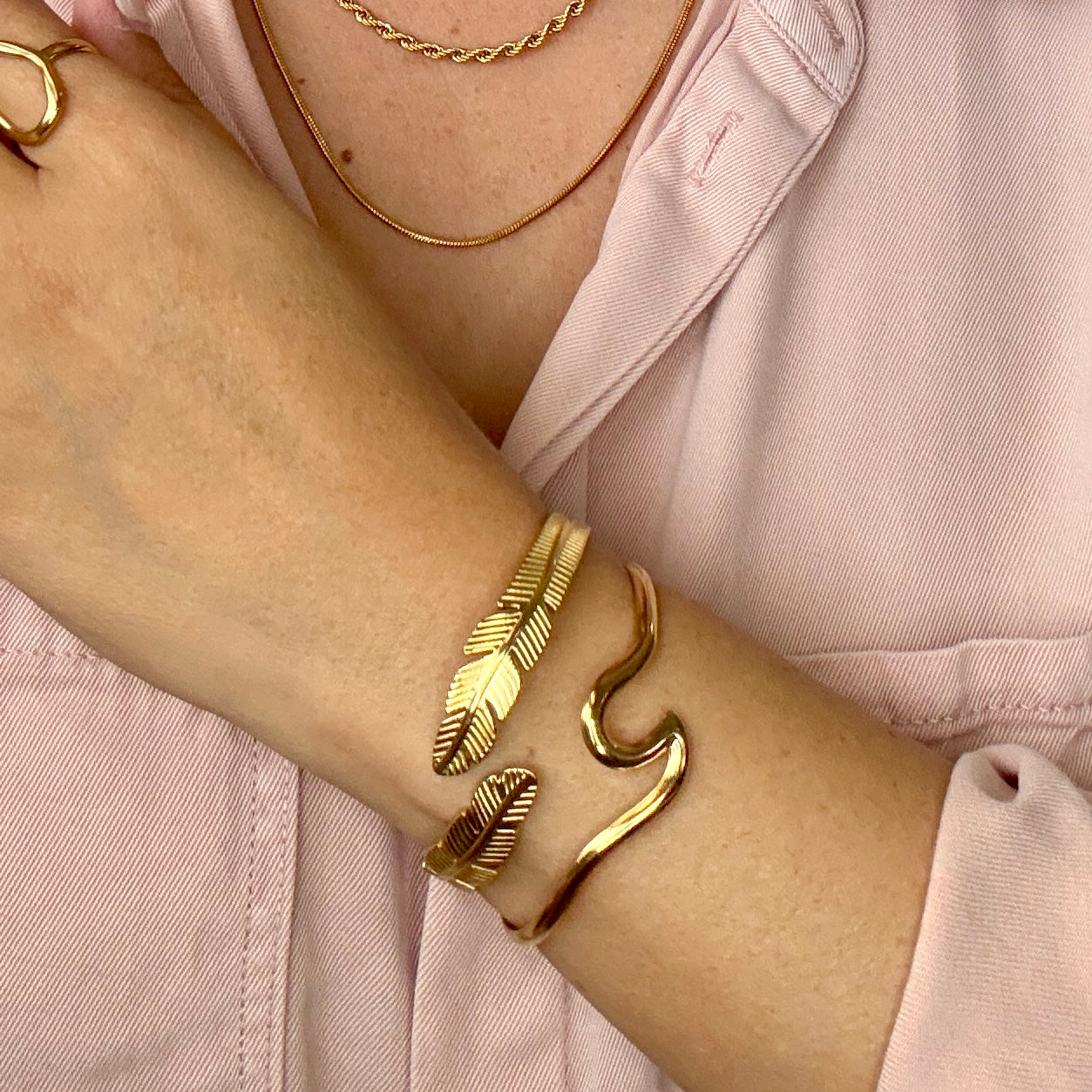 Waves Gold Plated Steel Bracelet