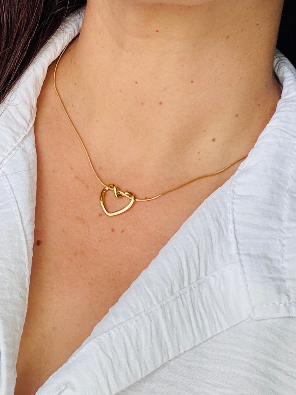 Golden Heart Cable Necklace