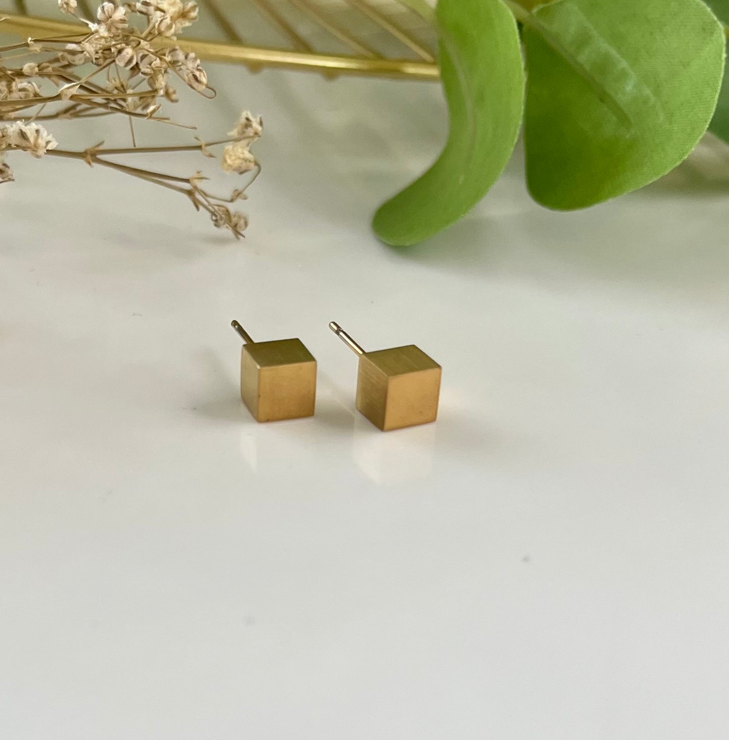 Solid Square Gold Earring